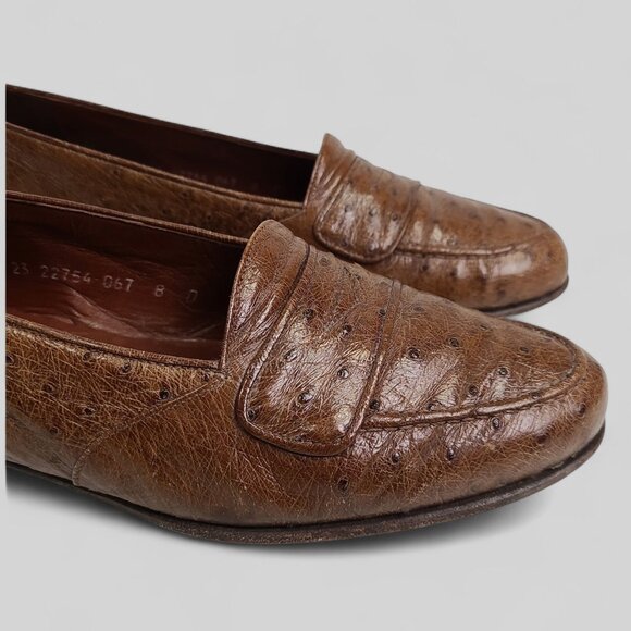 Romano Martegani full quill ostrich penny loafers 8 D main image 8